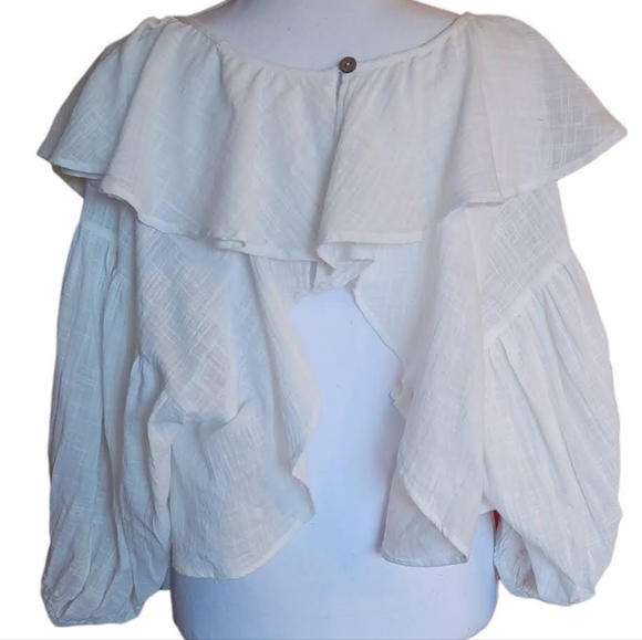 Free People Zuri Ruffle Open Back White Crop Top Women's Size Small and Medium - Picture 2 of 6